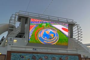 Huge Outdoor Screen on Crown Princess floating city